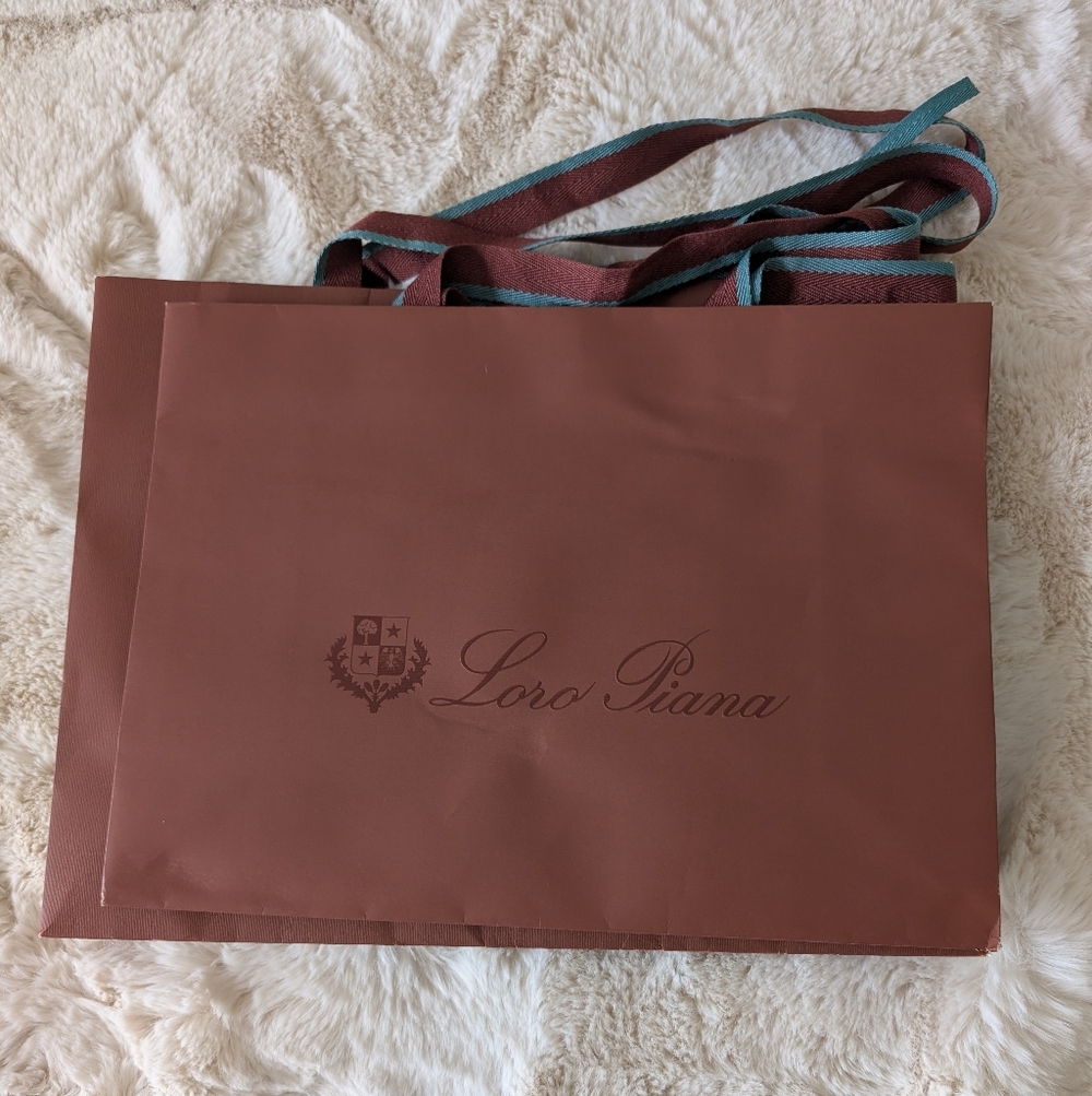 Loro Piana Burgundy Shopping Bag Set with Teal-Trim Straps